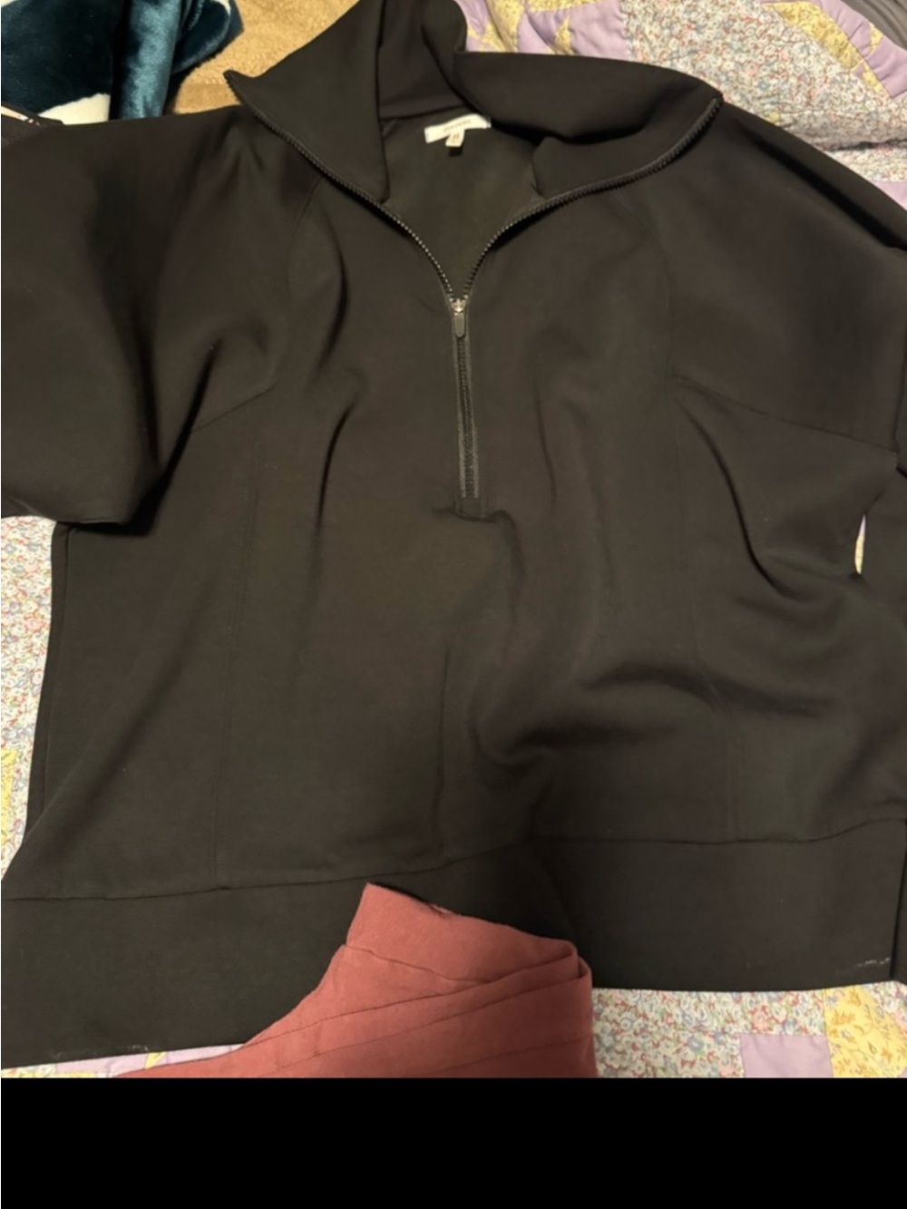 Black Half-Zip Pullover Sweatshirt